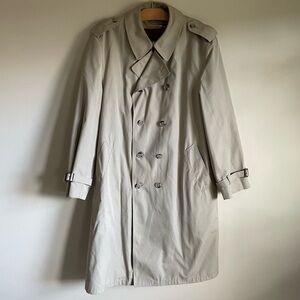Vintage London Fog Trench Coat Rain Jacket Tan Mens Size 44T 44L Tall Long